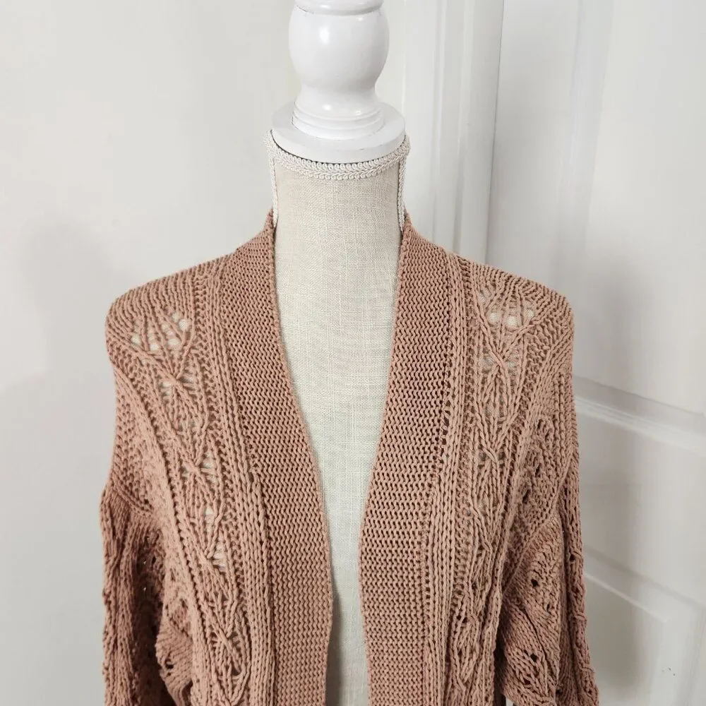 Johnny Was Sweater Womens M Neutral Beige Calme Cardigan Tunic Boho Western - Picture 2 of 13